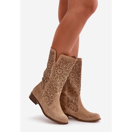 Lewski Shoes Botas de camurça perfuradas Leewski 3366/2 bege 1