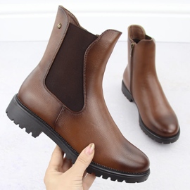 Botas femininas com isolamento Chelsea marrom Potocki 12418 marrom castanho 1