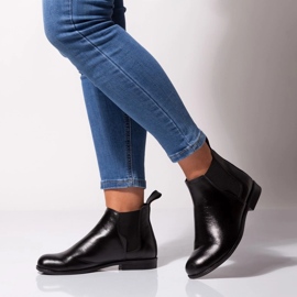 Botas Chelsea femininas rasas, couro preto Butdam Btk 1