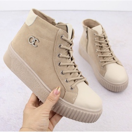 Filippo DBT6483 tênis feminino de couro bege 1