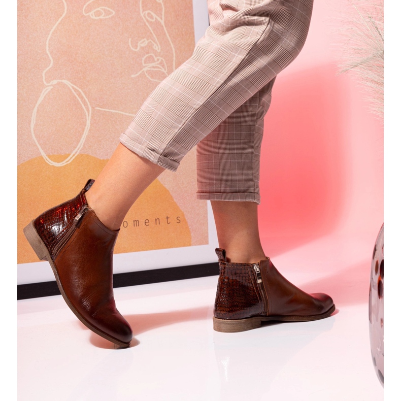 BUTDAM Botas de outono Btz de couro marrom Aurora 1