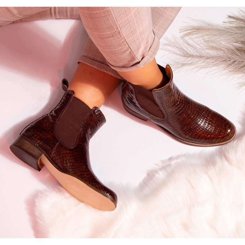 Botas Chelsea rasas, couro camelo Butdam Stw marrom 1