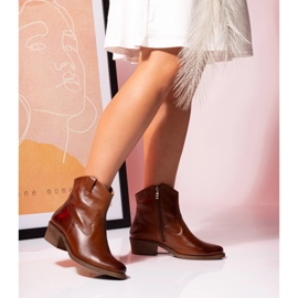 Botas de cowboy femininas em couro camelo Butdam KW-1 marrom 1