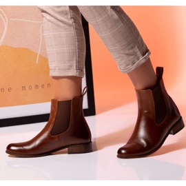 Botas rasas Chelsea em couro camelo Butdam Stw castanho 1