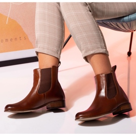 Botas rasas Chelsea em couro camelo Butdam Stw castanho 2