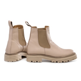 Botas Chelsea com sola grossa, couro bege, Butdam Wos 1
