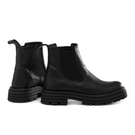 Botas Chelsea com sola grossa, couro Butdam Wos preto 1