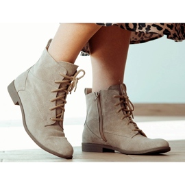 BUTDAM Botas femininas de couro com cordões Trw, bege 2