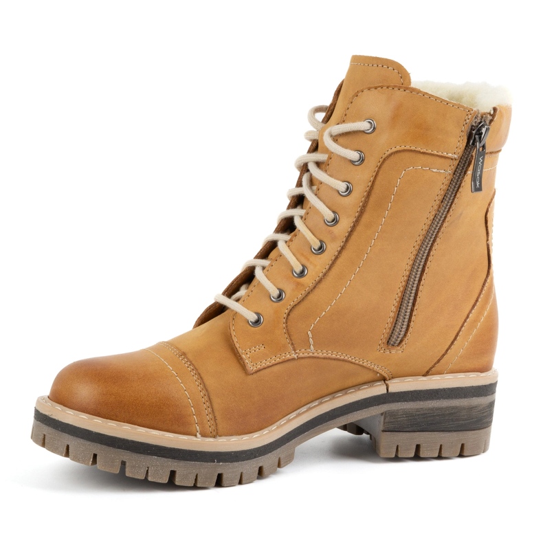 WASAK Botas femininas de couro com renda, forradas com lã 0546N, vermelhas laranja 2