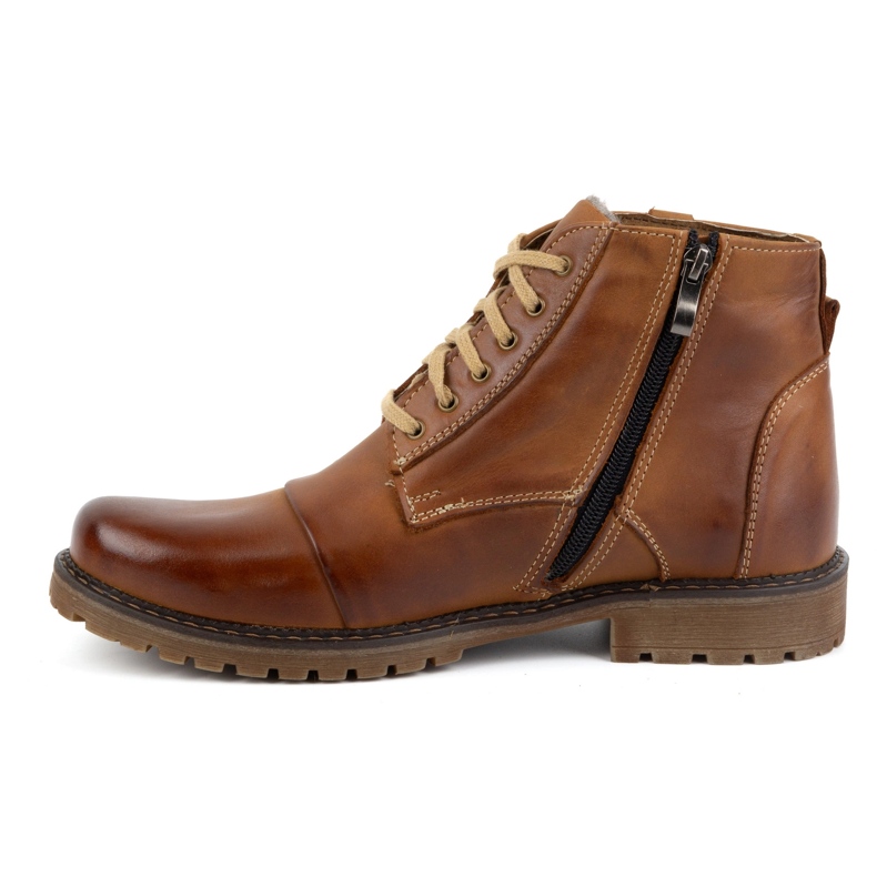 Olivier Botas masculinas de couro de inverno 137 marrom castanho 1