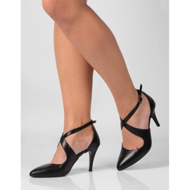 BUTDAM Xena saltos de dança pretos com bico fino e tiras 1