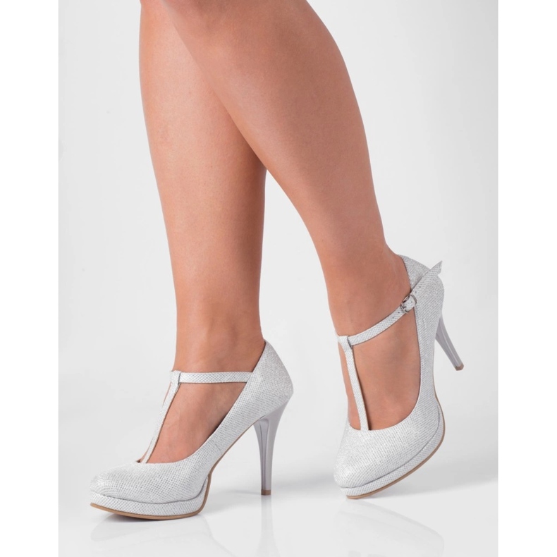 BUTDAM Mariola Sapatos de casamento confortáveis ​​com plataforma e tiras prateadas prata 1