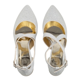 BUTDAM Sapatos de casamento de salto baixo e tiras Alba com glitter prateado prata 1