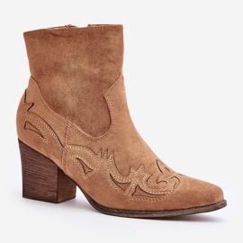 Botas de cowboy com salto alto, Eco Suede, Marrom Arabelline 1