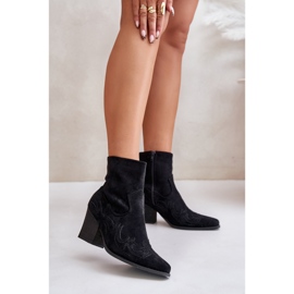Botas de cowboy com salto alto, Eco Suede, Black Arabelline preto 2