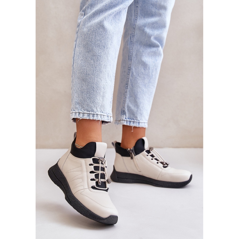 Calçados esportivos de couro isolados com zíper Artiker 55C0038 Bege 2