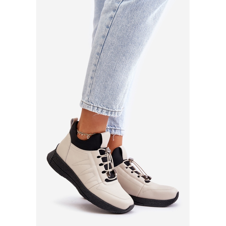 Calçados esportivos de couro isolados com zíper Artiker 55C0038 Bege 1