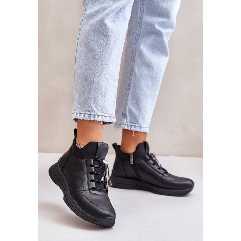 Calçados esportivos de couro isolados com zíper Artiker 55C0041 preto 2