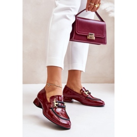 Sapatos femininos envernizados em bloco Artiker 55C0103 Borgonha vermelho 2
