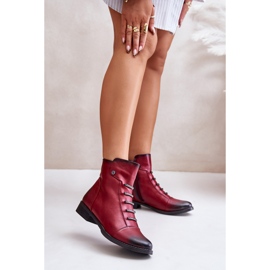 Jezzi Botas baixas femininas isoladas, Borgonha Labise vermelho 2