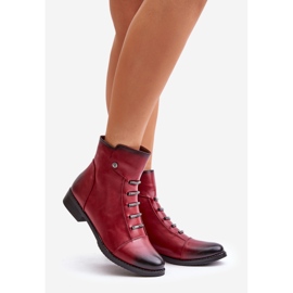 Jezzi Botas baixas femininas isoladas, Borgonha Labise vermelho 1