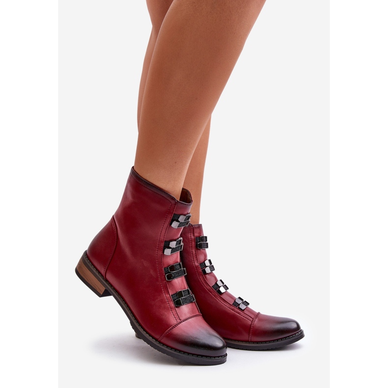 Jezzi Botas femininas com isolamento Evalith Borgonha e zíper vermelho 1