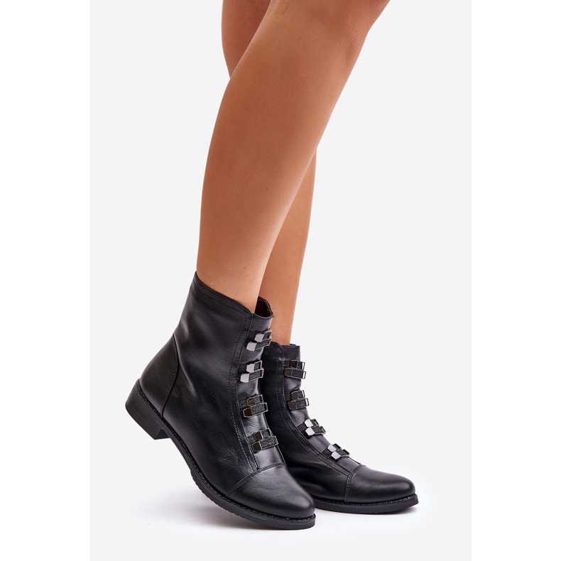 Jezzi Botas femininas com zíper isolado preto Evalith preto 1