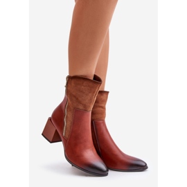 Botas femininas com isolamento marrom e salto alto Relabina castanho 1
