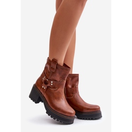 Botas femininas de couro com zíper Lewski 3435 marrom 1