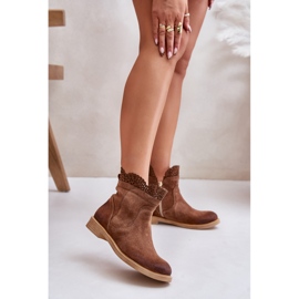 Botas baixas femininas camurça Lewski 3624 marrom castanho 2