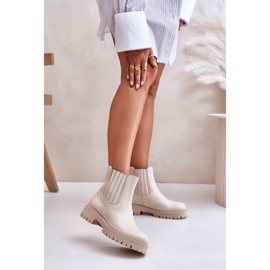 Botas rasas femininas de couro Lewski 3611 bege claro 2