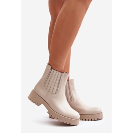Botas rasas femininas de couro Lewski 3611 bege claro 1