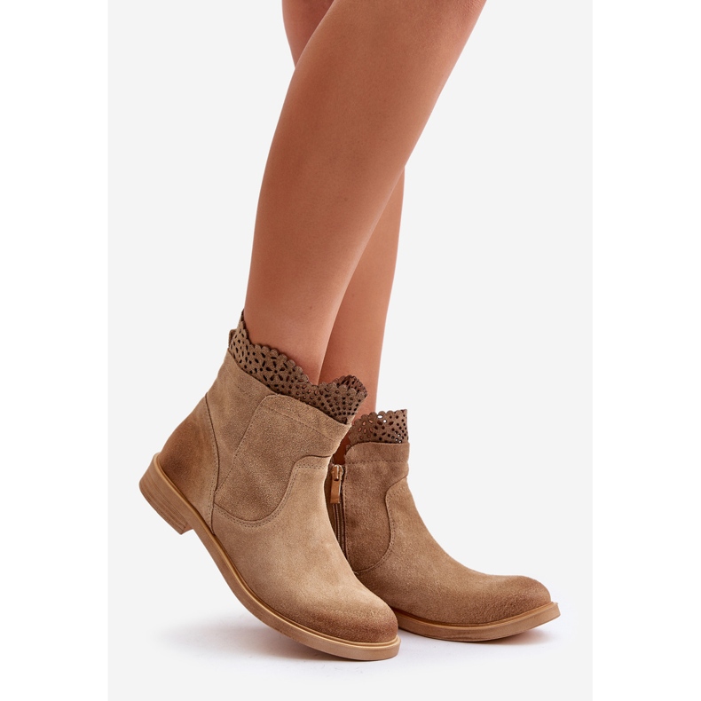 Lewski Shoes Botas baixas femininas camurça Lewski 3624 bege 1