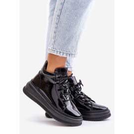 Calçados esportivos com plataforma leve de couro envernizado Artiker 55C1049 preto 1