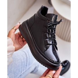 Calçados esportivos com plataforma leve de couro envernizado Artiker 55C1049 preto 2