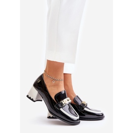 Sapatos femininos lacados de salto alto com decoração Artiker 55C1002 preto 1