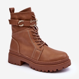 Botas de trabalho Enili marrons com alça decorativa marrom 1