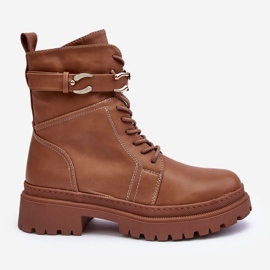 Botas de trabalho Enili marrons com alça decorativa marrom 2