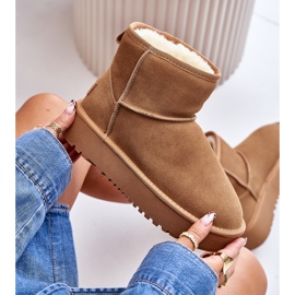 Botas de neve com plataforma de tornozelo Camel Rianaella couro camurça bege 1