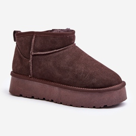 Botas de neve Nucca de camurça marrom baixa da moda 1