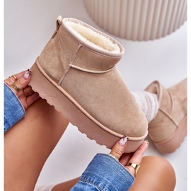 Botas femininas de neve com plataforma e forro de pele, Bege Xamella 1