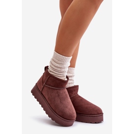 Botas femininas de neve com plataforma isoladas com pele, marrom escuro, Xamella castanho 1