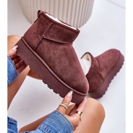 Botas femininas de neve com plataforma isoladas com pele, marrom escuro, Xamella 2