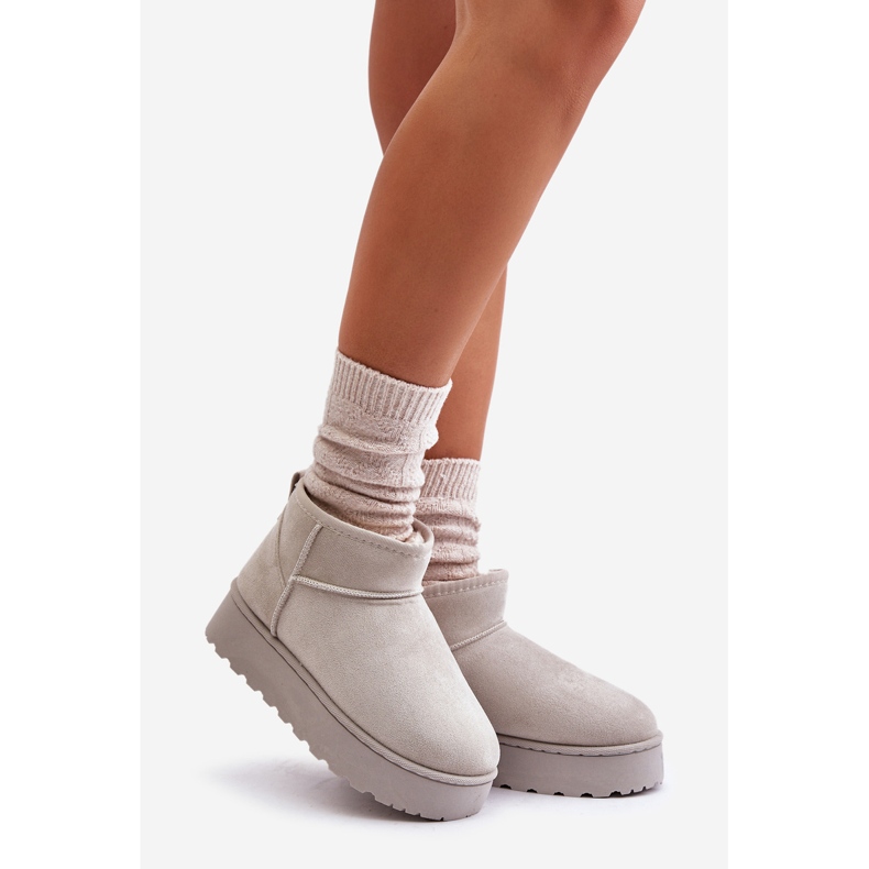 Botas femininas de neve com plataforma e forro de pele, Xamella cinza claro 1