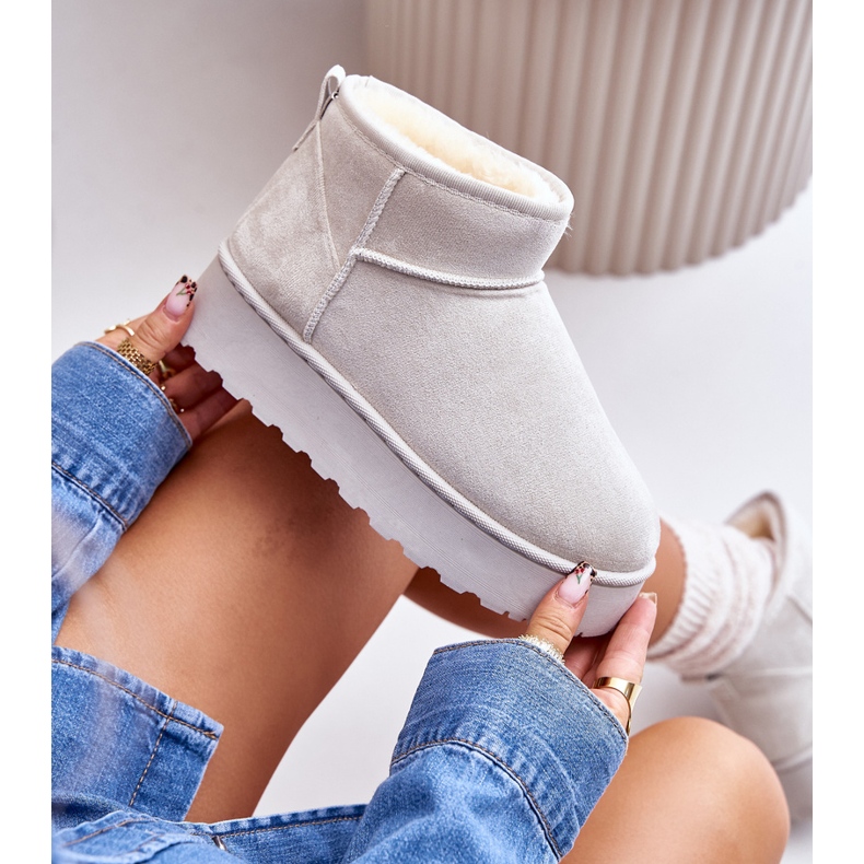 Botas femininas de neve com plataforma e forro de pele, Xamella cinza claro 2