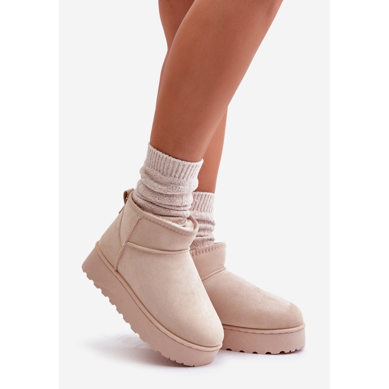 Botas femininas de neve com plataforma e forro de pele, Bege Claro Xamella 1 Botas femininas de neve com plataforma e forro de pele, Bege Claro Xamella 1