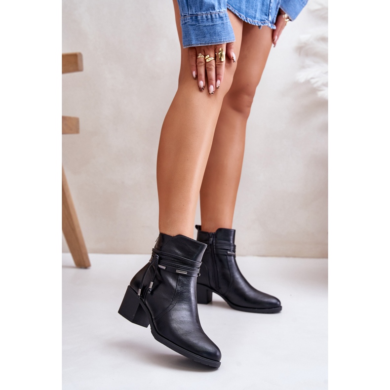Jezzi Botas femininas de salto alto preto quente Lobina preto 2