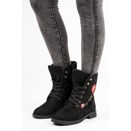 Sport Bolsas de camurça bordadas preto 1