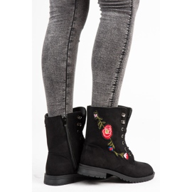 Sport Bolsas de camurça bordadas preto 2