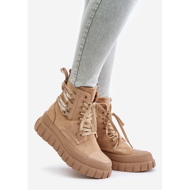Botas femininas marrons na plataforma com cadarço decorativo Edidda castanho marrom 1